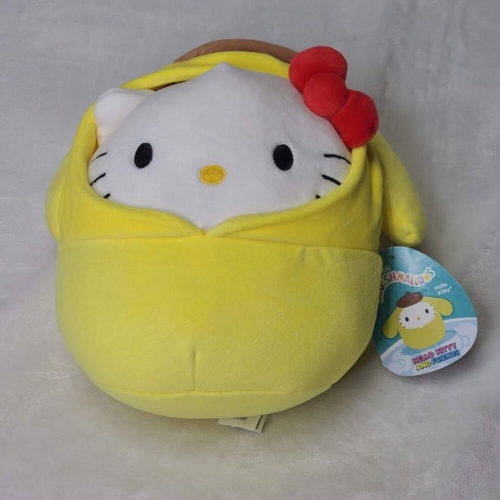Hello Kitty Squishmallow Plush Pompompurin Costume Hoodie 8" Removable Hood NWT - Picture 2 of 14